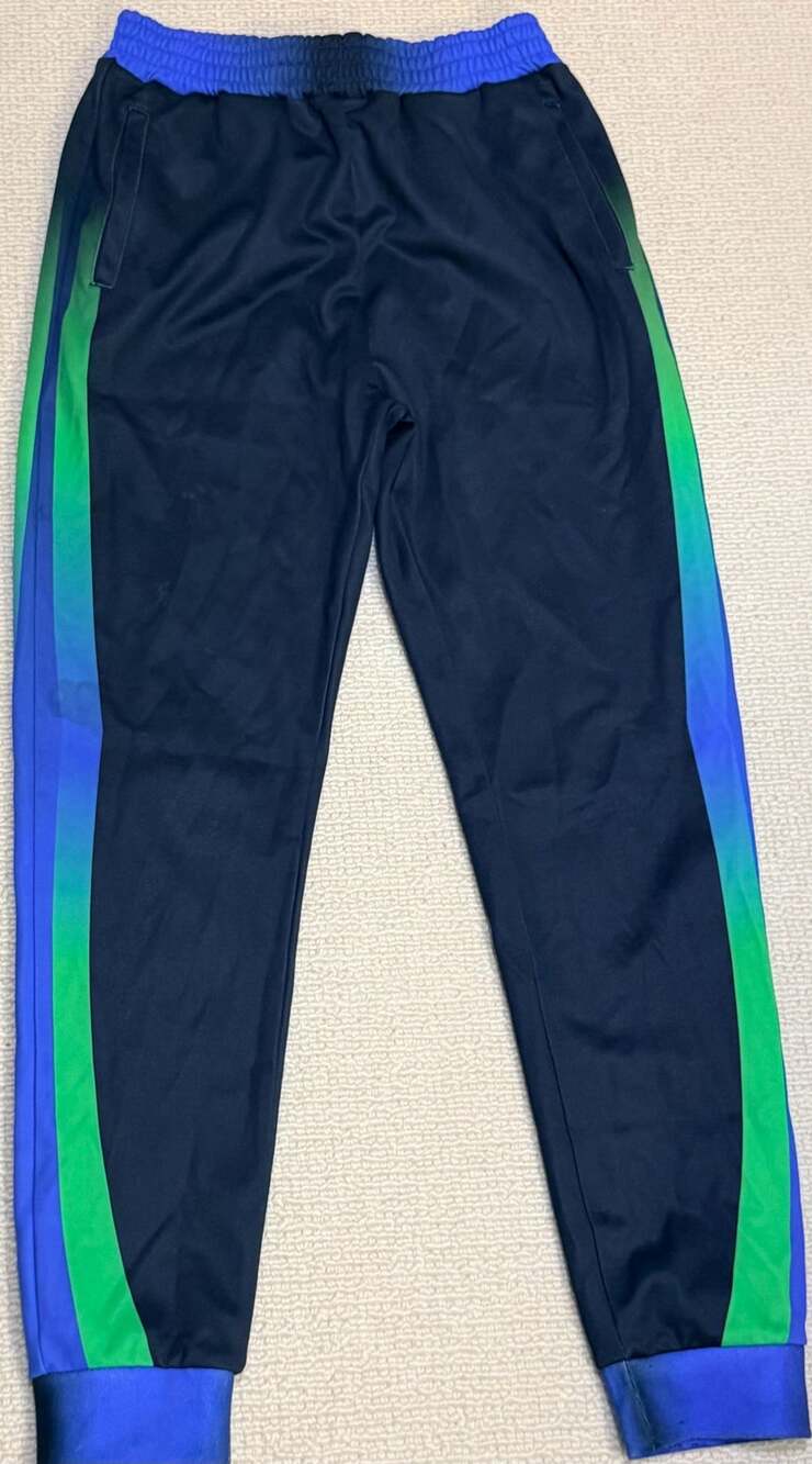 Custom Navy Blue Gradient Insulated Track Pants with Side Stripes